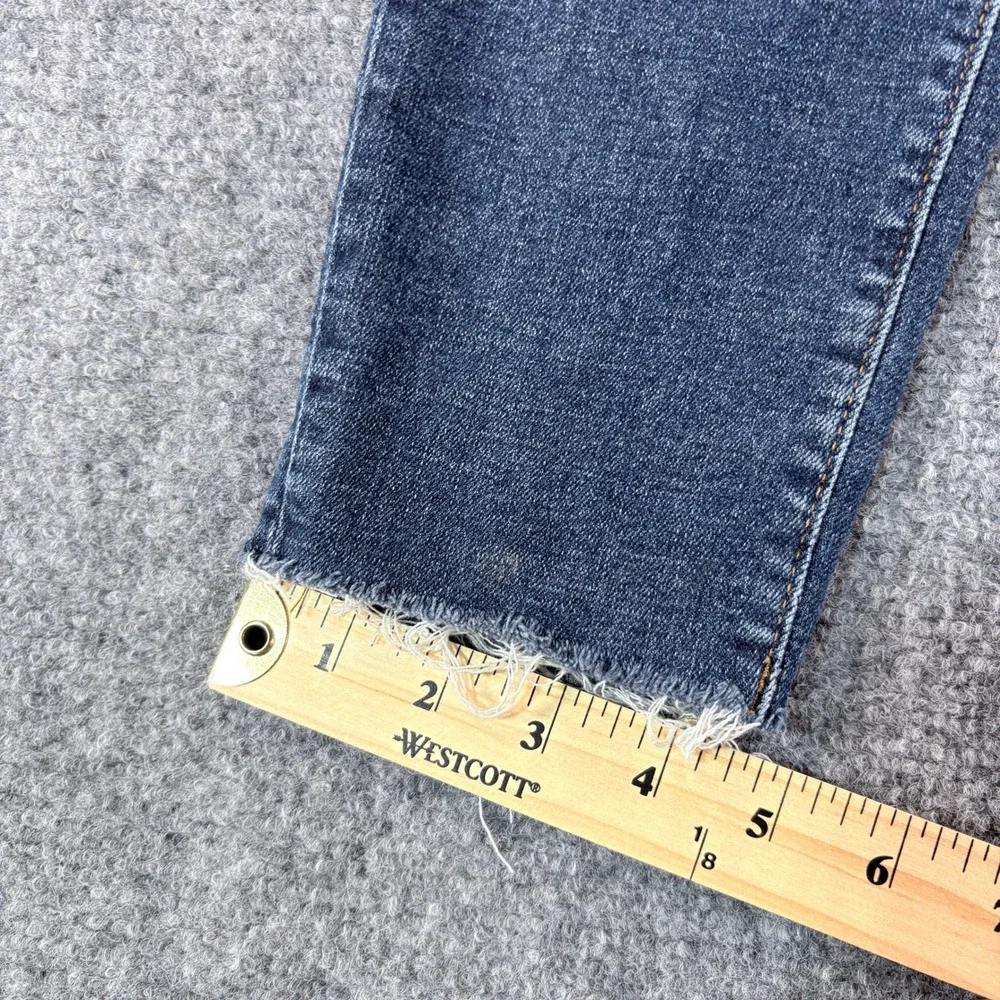 J.Crew 10 High Rise Skinny Jeans 28 Dark Wash Button Fly Raw Hem BC790
